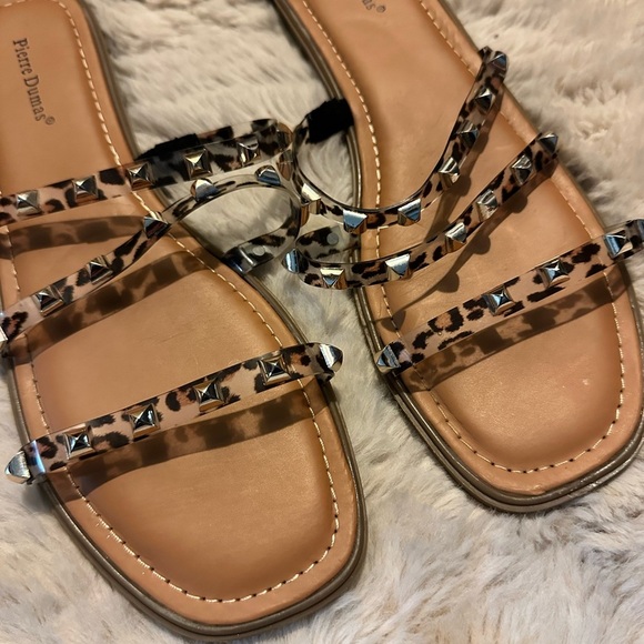 Pierre Dumas Leopard Studded Sandals Size 9 - Picture 3 of 6